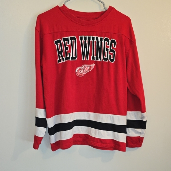NHL Red Wings Red Long Sleeve Tee LOT L - Picture 1 of 5